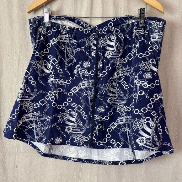 TORRID Strapless Top‎ Women Plus Size 2 Blue White Nautical Whimsical Summer Sun - Picture 4 of 10